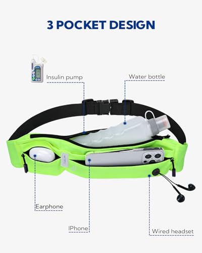 WATERFLY Running Belt Fanny Pack:Phone Holder Belt for Men Women - color: Neon green
