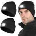 Tutuko 2 Pack Beanie with Light, Winter Knit Hat, Gifts for Men Women Dad - color: Black+black