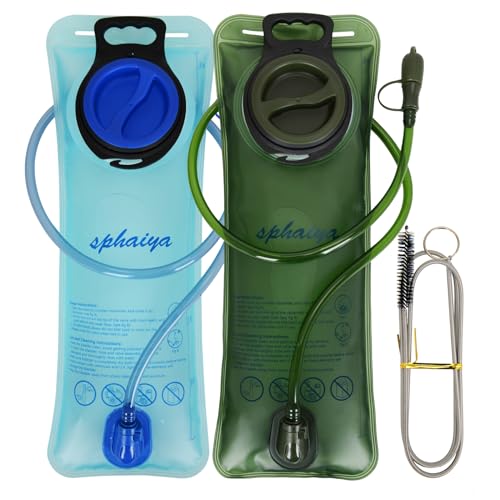 2 Pack Hydration Bladder 2L-3L with Cleaning Brush - Wide Opening, Leak Proof Water Reservoir for Hiking Cycling Running Camping Backpack - BPA Free - color: 3L-Green+blue