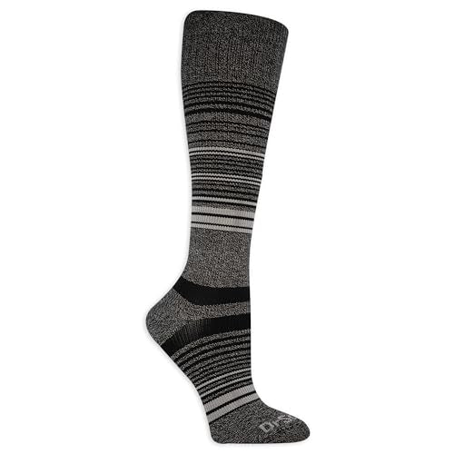 Dr. Scholl's Women's Graduated Compression Knee High Socks - color: Black/Gray Stripe (1 Pair), size: 8-12