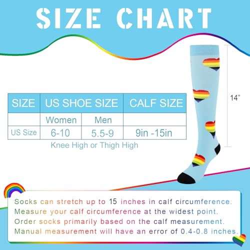 Junely Compression Socks for Women Knee High Socks Funny - color: Heart Blue