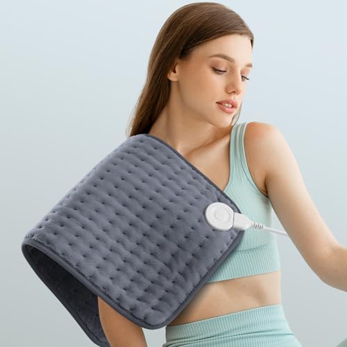VALGELUIK Heating Pad for Back Pain Relief, 12"x24" Electric Heat Pad Gifts - color: Light Gray, size: 12 Inch x 24 Inch