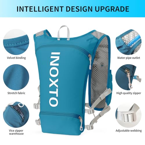 INOXTO Running Hydration Vest Backpack,Lightweight Insulated Pack with 1.5L Water Bladder Bag Daypack for Hiking Trail Running Cycling Race Marathon for Women Men - color: Blue white
