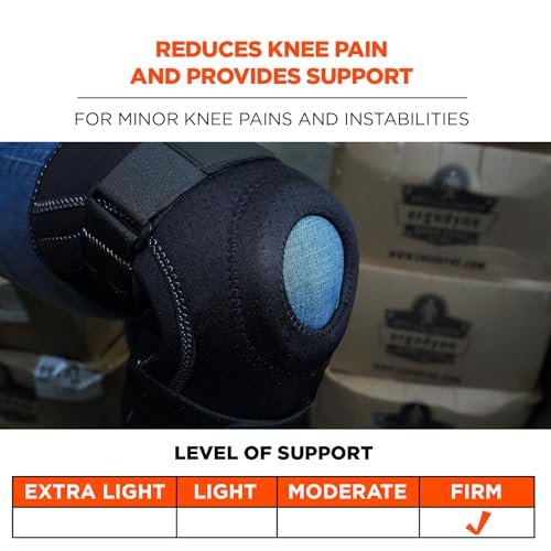 Ergodyne Proflex 620 Neoprene Padded Knee Sleeve Support Stabilizer with Stays, Open Patella, Adjustable Compression Fit - size: Large, style: Knee Sleeve - Open Patella Spiral Stays