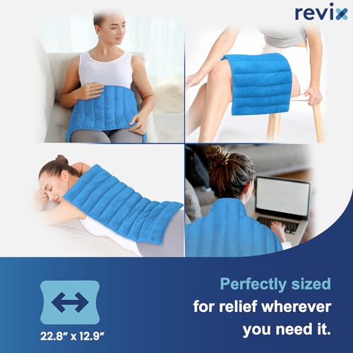 REVIX Extra Large Microwavable Heating Pad for Back, Moist Heat Wrap, Blue - color: Blue