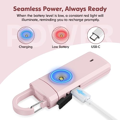 Rechargeable Personal Alarm for Women - Birthday Gifts for Women, Daughter, College Student, Teen Girl, Elders, Kids, Siren Alarm, USB Charging, Dark Pink - color: Dark Pink