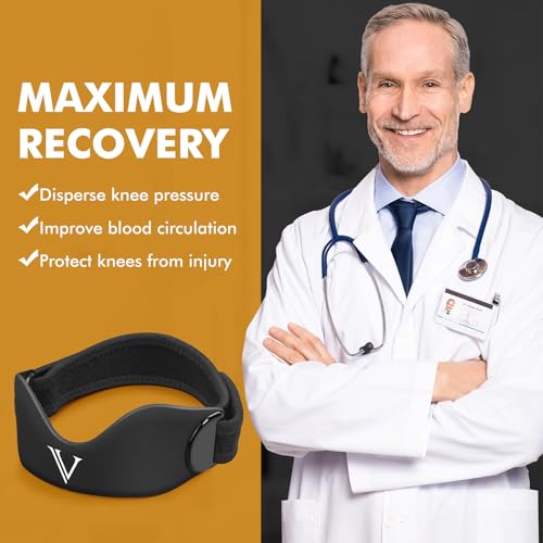 JHVW Patellar Tendon Support Strap 2-Pack, Knee Brace for Women Men, Adjustable Knee Patella Band Strap for Tendonitis, Running, Squats (Black) - color: Black