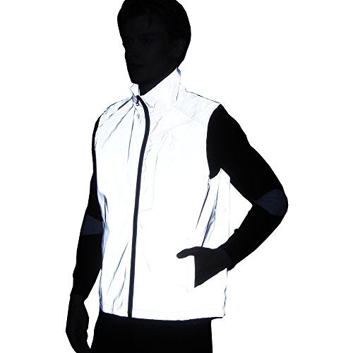 LZLRUN Mens Reflective Vest Jacket Casual Hiphop Windbreaker Night Sporting - size: Small