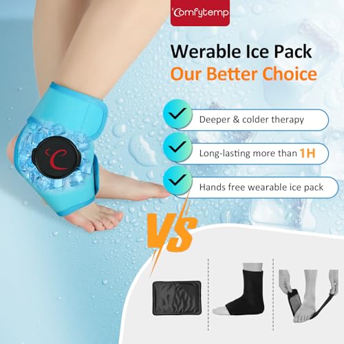 Comfytemp Ankle Ice Pack Wrap, Refillable Wearable Ice Bags for Injuries