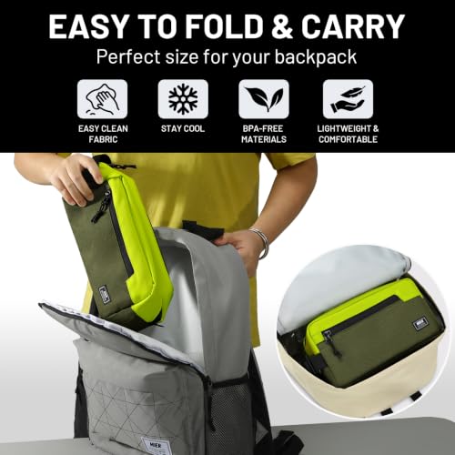 MIER Small Freezable Snack Bags Frozen Mini Cooler with 2 Gel Packs, Olive - color: Green/Olive