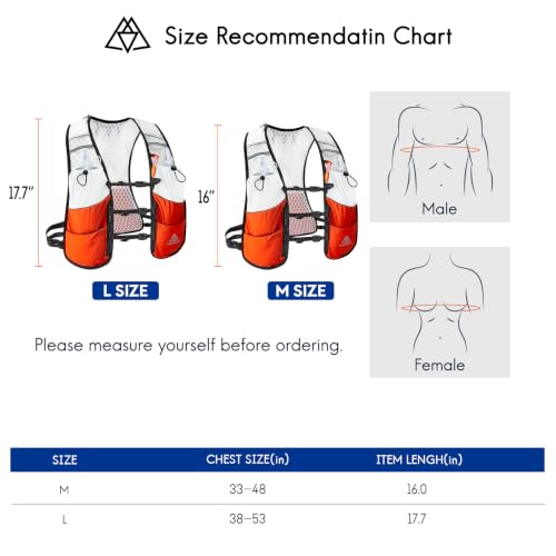 Haimont 5L Trail Running Hydration Vest with Soft Flasks - color: Orange, size: Large