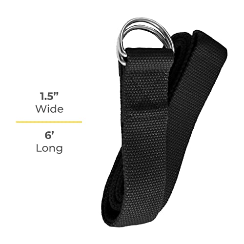 Bulk Yoga Straps, 10 Pack, 6ft, D-Ring Buckle - color: Black