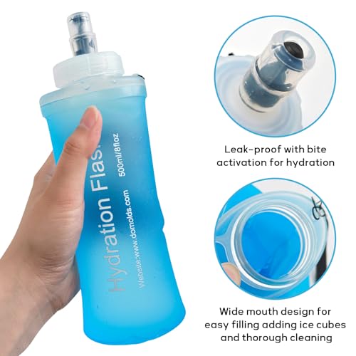 Soft Flask 700ML Blue for Hydration Pack, Running Vest, Leak-Proof Folding, Reusable