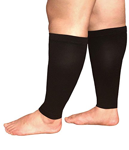 Runee Extra Wide Calf Compression Sleeve - Leg Support For Wide Calves, Compression Sleeve For Calf Pain & Shin Splint, Relief Swelling, Varicose Veins, DVT (Black) - color: Black