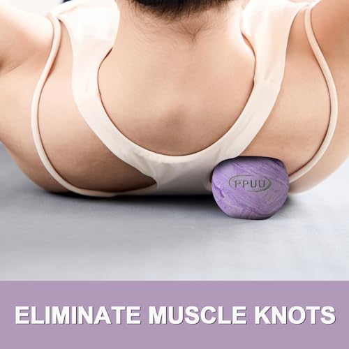 Massage Lacrosse Ball, 2.5 Inch Firm Solid Rubber Deep Tissue Ball for Myofascial Release, Plantar Fasciitis & Muscle Knot Relief, for Foot, Glutes, Shoulder Blades, Calves, 1 Count Purple-02 - color: Purple-02