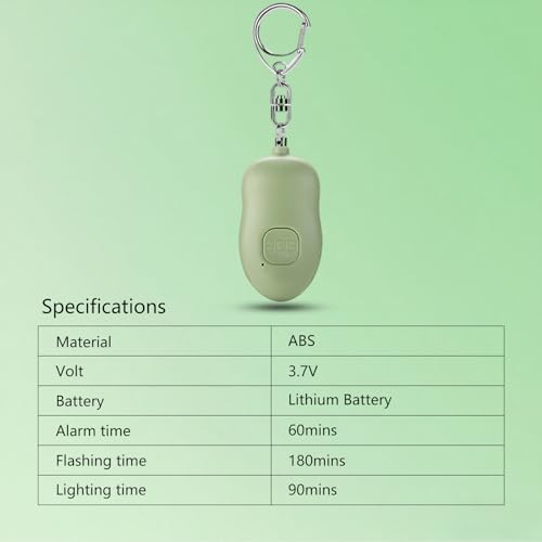 Rechargeable Personal Alarm, 130dB SOS Safety Alarm,LED Light, Security Siren Keychain for Women and Elderly,Security Siren Keychain ,Self Defense Alarm (Green) - color: Green