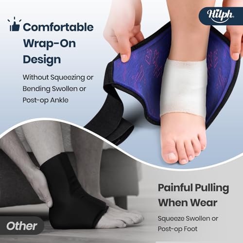 Hilph Ankle Heel Ice Pack Wrap for Plantar Fasciitis with Massage Ball, Ice & Compression Therapy Flexible Foot Gel Ice Pack Wrap for Ankle Sprain