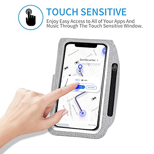 Running Armband with Earphone Pouch Fits Phones up to 6.9" - color: Grey (Up to 6.9''), size: Medium