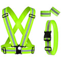 Reflective Running Gear Reflective Vest & Reflective Armband & Reflective Belt 3 Pcs Set, High Visibility Reflective Gear Night Cycling Walking Safety Vest Straps for Men Women Kids - color: Green