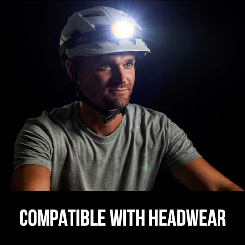 GORILLA GRIP Ultra Bright High Lumens LED Head Lamp, 7 Light Modes Water Resistant IPX4 Headlamp, Adjustable Headband, Battery Powered Outdoor Running, Camping Forehead Flashlight Lamps, 1 Pack Orange
