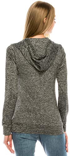 Eevee Women's Full Zip Hoodie - Lightweight Jacket Active Sweater Hooded Sweatshirt Slim Fitting Yoga Activewear - color: Act Grey, size: X-Large