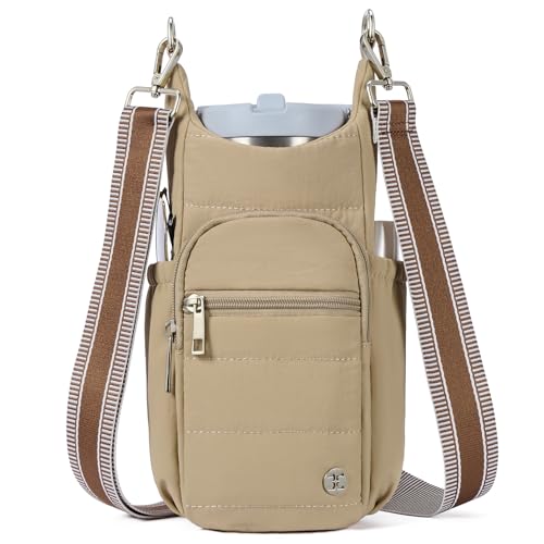 Telena Water Bottle Holder with Strap RFID Crossbody Bags for Women - color: Khaki