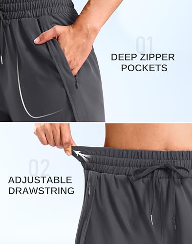 SANTINY Women's 3.5''/5''/7'' Athletic Gym Running Shorts Zipper Pockets - color: Dark Grey, size: X-Large