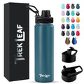 Travel Water Bottle with 3 Lids (Spout, Straw, Flip) Leak Proof, Quality, Vacuum Insulated, Stainless Steel (Cascade Teal, 22 oz) - color: Cascade Teal, size: 22 Ounces