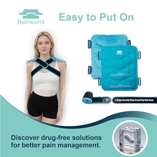 Long-Lasting Cold Ice Pack Wrap for Injuries Reusable Gel for Lower Back, Cold Packs Wrap for Shoulder, Knee, Elbow, Hip, Leg, Soft Cold Compress—2 Straps Securely Wrap Around Key Pain Areas