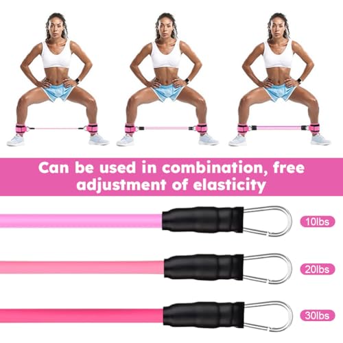 Ankle Resistance Bands with Cuffs, Elastic Resistance Band Set with Storage Bag Glutes Workout Equipment, Leg Butt Training Exercise Equipment for Kickbacks Hip