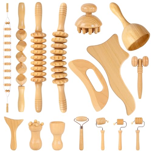 16Pcs Wood Therapy Massage Tools Set for Body Sculpting - color: 16pcs