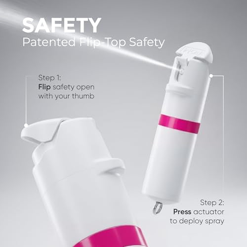 POM Pepper Spray & Personal Alarm Safety Kit – OC Self Defense Keychain Spray & Loud Emergency Alarm for Campus Safety, Women & Students - color: White X Lavender, style: Keychain Model