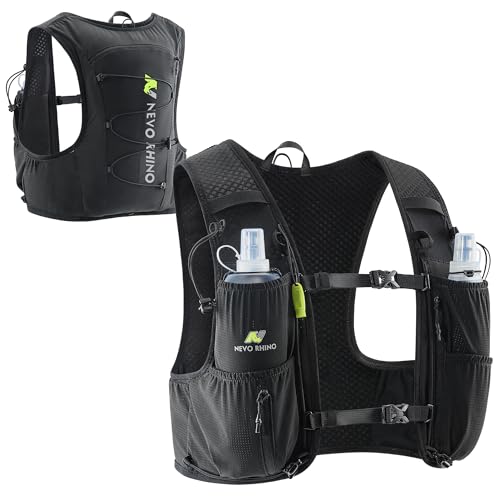 N NEVO RHINO Running Vest 5L, Hydration Vest with 2 TPU 500ml Soft Flask - color: black, size: Small
