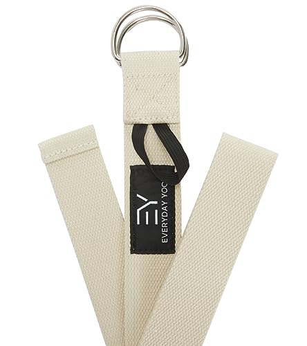 Everyday Yoga Strap with Metal D-Ring Athletic Stretching, 6ft/8ft/10ft - color: Natural, size: 6 Foot