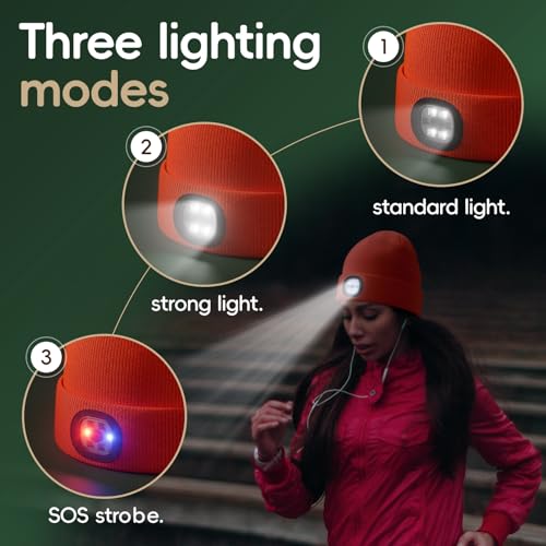Unisex Beanie with The Light, Gifts for Men Women Husband Him - color: Orange