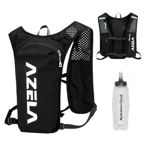 TRIWONDER Hydration Vest Running Backpack for Men & Women, Water Pack for Hiking, Camping, Climbing & Cycling, Lightweight Daypack - color: 04 Black - with a 350ml Soft Flask