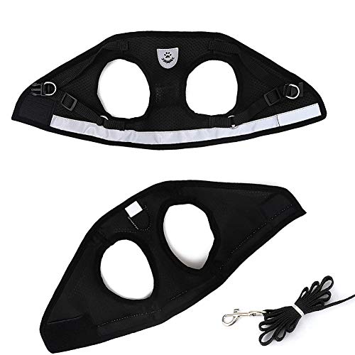 FEimaX Dog Harness and Leash Set for Walking, Soft Mesh Adjustable Easy Control Lightweight Cat Vest Harnesses with Reflective Strips, Escape Proof Small Dogs Cats Vests (Black, Large) - color: Black, size: Large