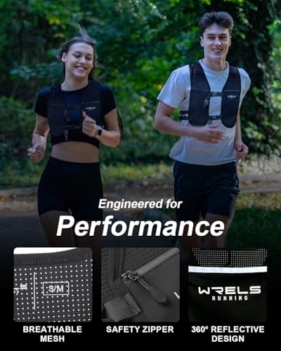 WRELS Running Vest for Women Men,Lightweight Reflective Hydration Vest with TPU 500ml Soft Flask,Adjustable Chest Straps Phone Pocket for Running Marathon - size: Small-Medium