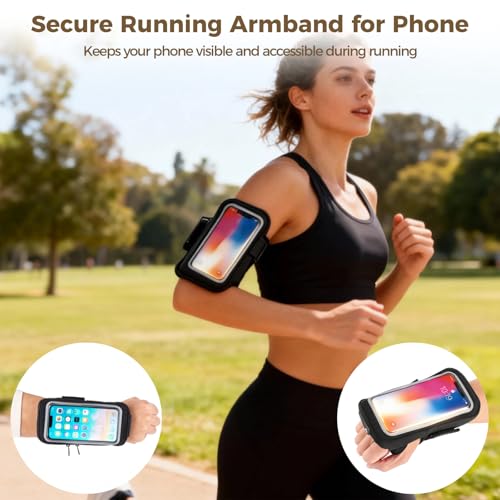 Running Armband for Phone, Adjustable Reflective Sports Wristband Forearm Band for up to 7 Inch Smartphone, Universal Secure Fitness Phone Holder with Earphone Wire Hole for Men Women