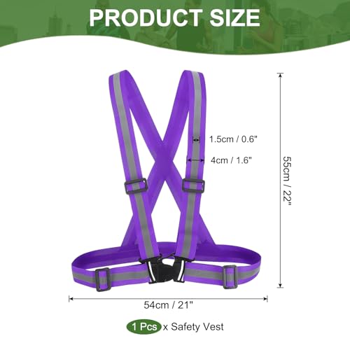 PATIKIL Reflective Safety Vest, Hi-Vis Safety Vests, Adjustable High Visibility Reflective Strips for Outdoor Jogging - color: Purple