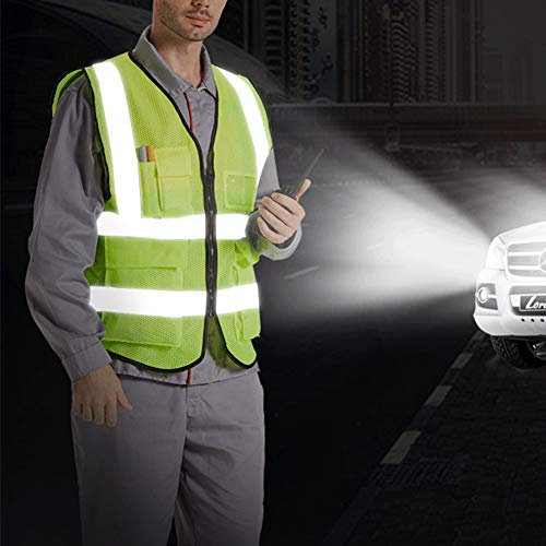 XIAKE 5 Pockets High Visibility Reflective Safety Vest for Men and Women Work Construction Vest - size: Medium