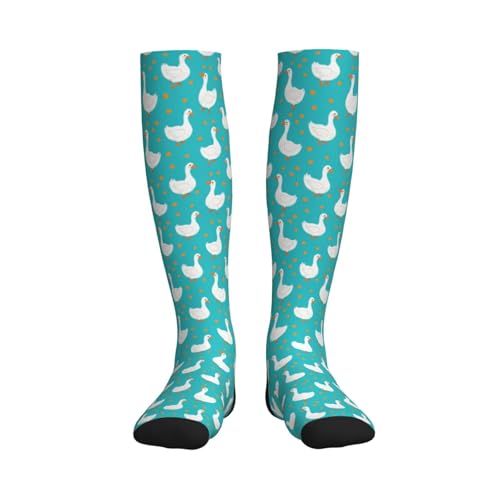 Hen Floral Compression Socks for Women Men - color: Cute Goose Dots
