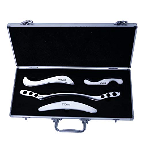 STICKON Stainless Steel Gua Sha Scraping Massage Tool Set IASTM Tools Great Soft Tissue Mobilization Tool (J Shape) - style: J Shape