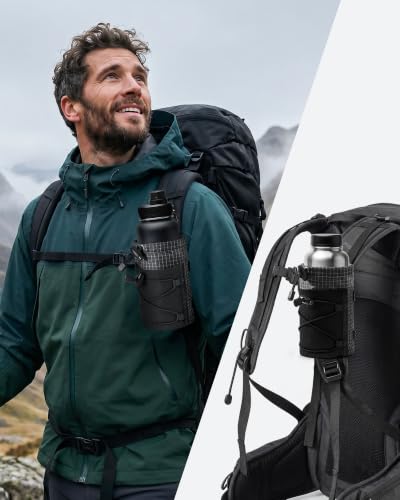 HowFly Backpack Water Bottle Holder for Backpack Straps Bottle Holder Pouch - color: Black