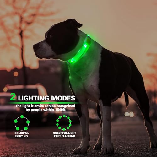 2 Pack LED Light for Dog Leash Harness, Light Up Dog Collar with Nylon Stickers, Waterproof Glow Light Easy to Attach to Collar Leash and Harness, Safety LED Light Up Band for Dogs at Night Walking - color: Green+Orange
