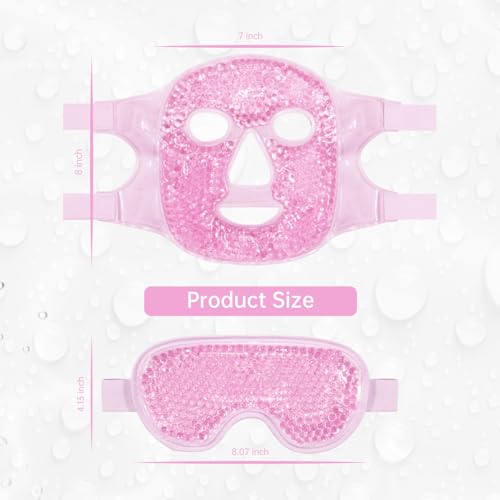 ZNÖCUETÖD Cooling Mask Ice Pack for Face Eye, Hot Cold Compress for Face - color: Pink-#2