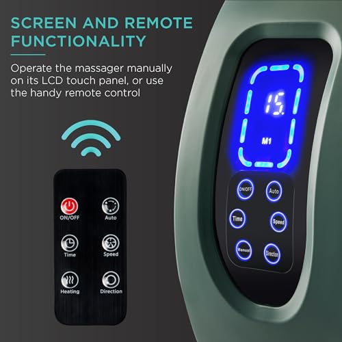 Best Choice Products Shiatsu Foot Massager with Heat for Plantar Fasciitis & Neuropathy, Kneading Foot & Calf Massager with Remote, 360° Adjustable Handle, Rolling & Compression Massage - Green - color: Green