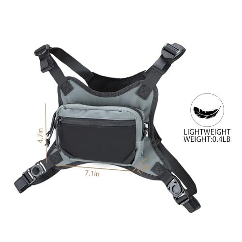 MGFLASHFORCE Chest Bag for Men and Women, Chest Rig Pack Front EDC Pouch - color: Grey