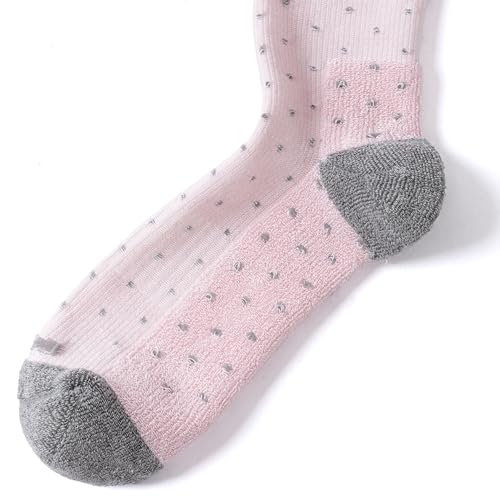 LEVSOX Thicker Bamboo Viscose Compression Socks 20-30 mmHg Cushioned - color: Pink Purple Polka Dot, size: Medium