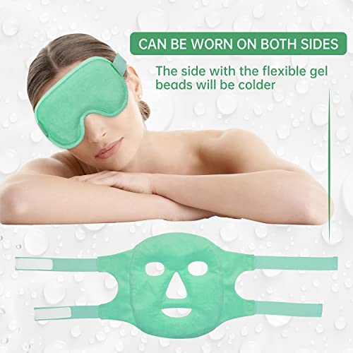 ZNÖCUETÖD Cooling Mask Ice Pack for Face Eye, Hot Cold Compress for Face - color: Green-#2